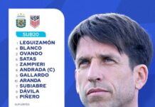 Valentín Dávila integró el once inicial en la caída de la Sub 20 frente a Estados Unidos.
