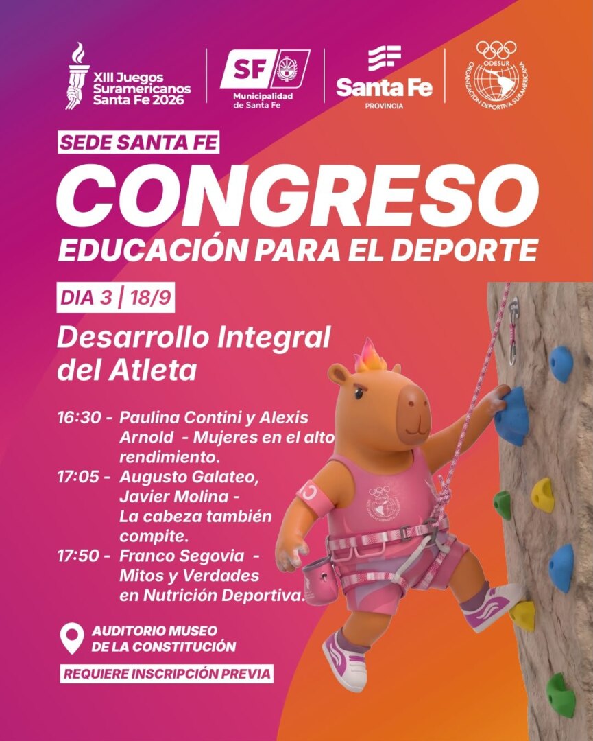 Programa del Congreso Educación para el Deporte, viernes 18: desarrollo integral del atleta