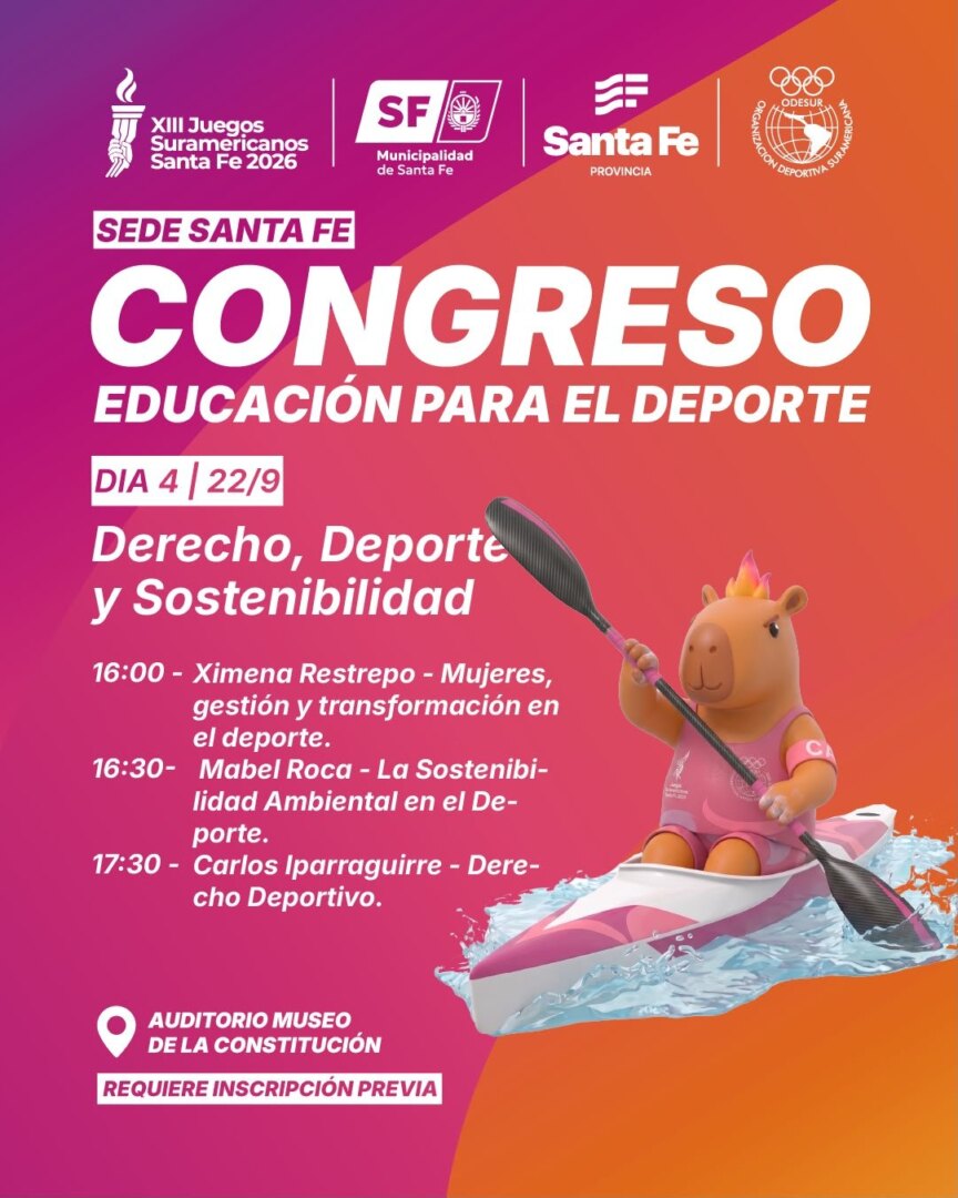 Programa del Congreso Educación para el Deporte, martes 22: derecho, deporte y sostenibilidad