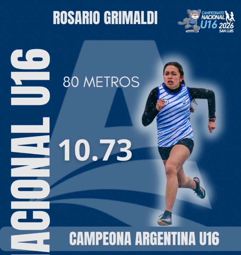 Rosario Grimaldi, campeona argentina U16 de 80 metros en el Nacional U16 2026 de San Luis