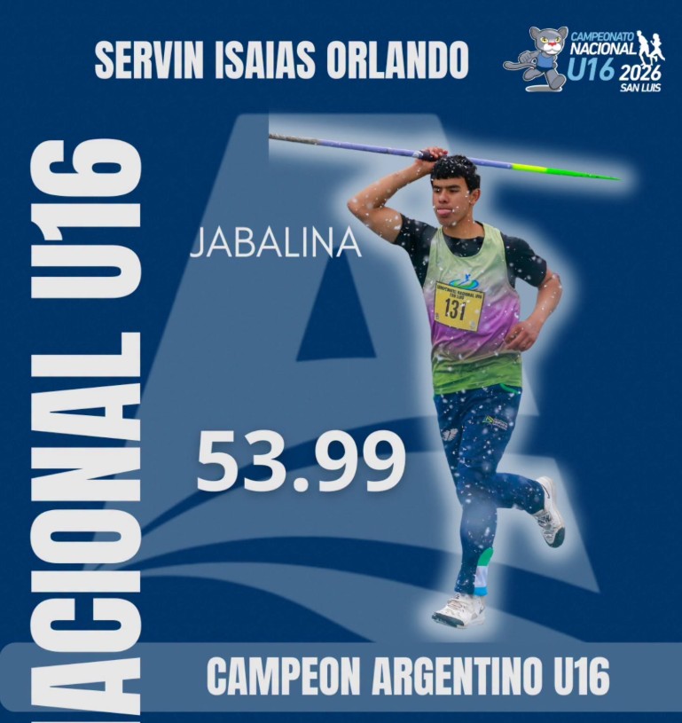 Isaias Servin, campeón argentino U16 de jabalina en el Nacional U16 2026 de San Luis